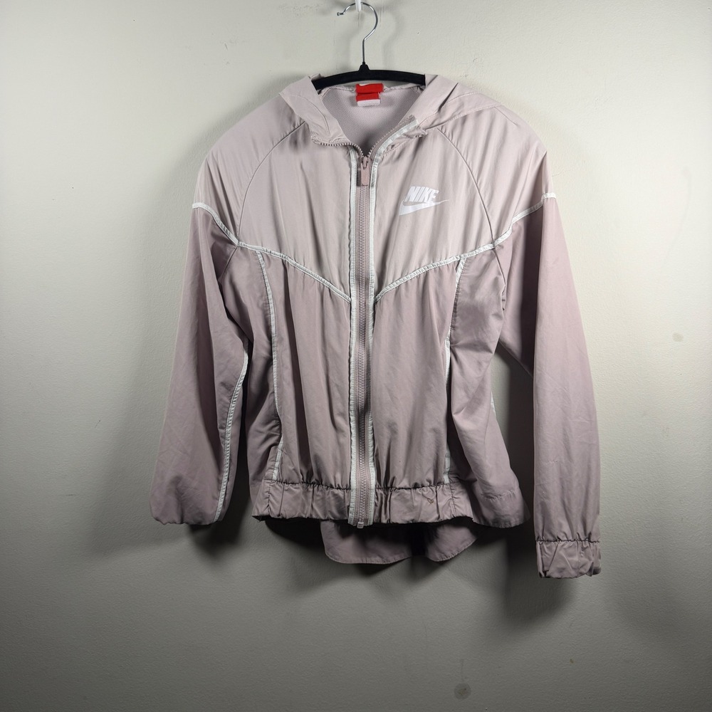 Nike‎ Windrunner Jacket Womens Small Pink two tone Hooded Full Zip Windbreaker